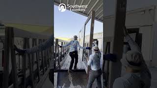 Moving a GIANT Door Southwest Exteriors Team in Action shorts short teamwork doors [upl. by Kcirdec888]