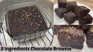 3 Ingredients Chocolate Brownie In Lockdown  No Cocoa Powder  No Flour  No Butter  No Eggs [upl. by Ches317]