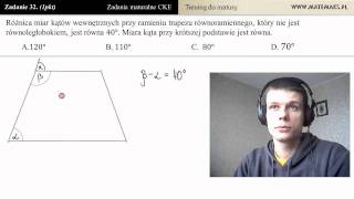 Zad 32 Kąty w trapezie równoramiennym trening do matury [upl. by Vassily]