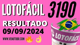 🍀 Resultado Lotofácil 3190 Resultado da lotofacil de Independência 2024 [upl. by Teevens878]