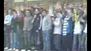 Leeds fans in sing  off at Cardiff central station [upl. by Thacker]