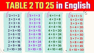 Table of 2 to 25  pahada 2 to 25  2 to 25 Table in English  table 2 to 25 write [upl. by Atrice596]