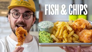 Faire un FISH amp CHIPS légendaire de A à Z frites panure sauce tartare amp petits pois 🐟🔥🍺 [upl. by Denver]