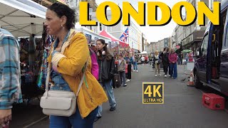 EXPLORE LONDON Portobello Market Tour in 4K UHD [upl. by Zined]