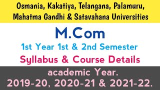 Syllabus 202122  Mcom 1st semester  Mcom course details  mcom subjects  PG  OU KU PU MGU SU TU [upl. by Wehner]