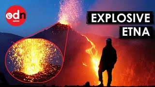 Incredible Drone Footage Shows Mount Etna Roaring With Lava [upl. by Emery602]