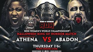 Abadon vs Athena for ROH womens world championship match Halloween Ring of Honor Horror match [upl. by Nnairrek2]