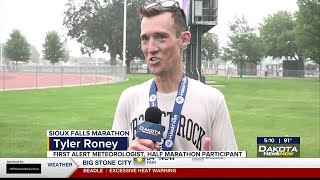 Meteorologist Tyler Roney conquers Sioux Falls half marathon [upl. by Ardelis]