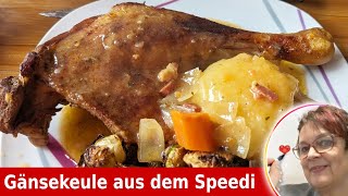 ✅ 👉 echt super  Gänsekeule mit Knödel und Rosenkohl aus Ninja Speeedi Heißluftfritteuse Rezepte [upl. by Einnaffit]