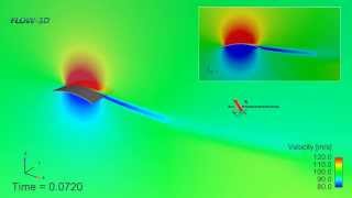 Flexible wing simulated with FLOW3D  Ala aeroelastica  Aile aérolélastique [upl. by Nonek]