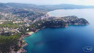 Aerial view of the Corniches des Maures and the Bonporteau Beach CavalairesurMer from a drone [upl. by Airun]