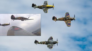 Spitfire Hurricane and Mustang Flying Formation  Pilots View [upl. by Netsirhc986]