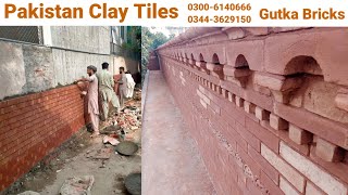 gutka tiles design in Pakistan l red gutka brick wall tiles design l 03006140666 [upl. by Lukasz]