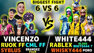 6vs6  VINCENZO amp RUOK FF amp SYBLUS amp CML FF vs WHITE444 amp RABLEX FF amp WHISKEY444 Clash Squad Custom [upl. by Hibben]