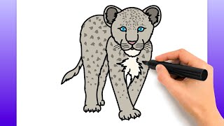 Cómo Dibujar Un Leopardo De Nieve Tutorial De Dibujo Fácil [upl. by Akimrej]