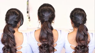 PONYTAIL hairstyle  Simple Twisted Ponytail  2 minute Easy Hair for College Work  Femirelle [upl. by Avehstab686]