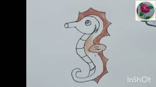 How to draw a seahorse step by step [upl. by Amikahs]