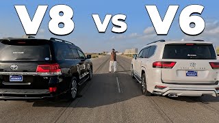 Drag Race  V8 vs V6  LC200 vs LC300  PakWheels [upl. by Eedya787]