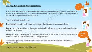 Theory of Cognitive Development 1Transformation and State  Operative amp figurative intelligence [upl. by Llehcear]