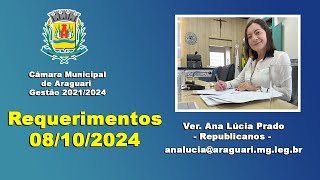 Requerimentos Vereadora Ana Lúcia 08102024 [upl. by Aicirtel]