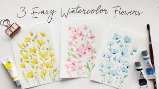 3 EASY beginner friendly watercolor flower doodles [upl. by Debi150]