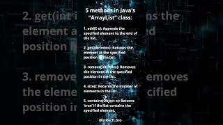 5 methods in Javas quotArrayListquot class [upl. by Yatnuhs603]