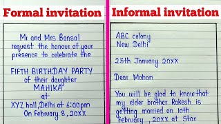 Invitation writing  Formal and informal invitation  Invitation writing format class 12 [upl. by Eseuqram987]