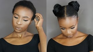 How To  Space Buns on Short Natural Hair [upl. by Airotahs]