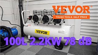 Compresseur dair VEVOR 100L silencieux et sans huile [upl. by Hgielanna682]