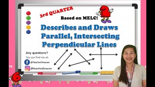 Describes and Draws Parallel Intersecting and Perpendicular Lines Using Ruler and Set square [upl. by Leaper]