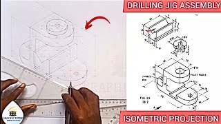 ASSEMBLY DRAWING OF DRILLING JIG IN ISOMETRIC PROJECTION [upl. by Lewendal]