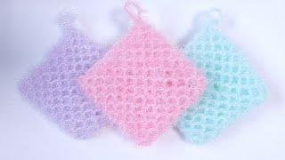 수세미뜨기왕초보용거품 잘나는 그물수세미 Crochet dish scrubby [upl. by Korten661]