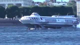 Hydrofoil Boat Neva River St Petersburg Russia [upl. by Enihpled969]