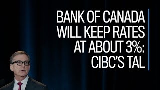 Bank of Canada will keep rates at about 3 CIBCs Tal [upl. by Scever71]