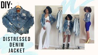 How to Distress Denim How to Style a Denim Jacket Ripped Denim Tutorial [upl. by Akina]