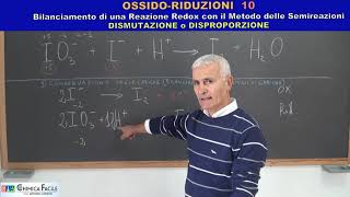 10OSSIDO RIDUZIONIBilanciamento di una Reazione Redox  Metodo delle Semireazioni DISMUTAZIONE [upl. by Waterman]