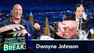 Jimmy and Dwayne Johnson Get Into a Pillow Fight During Commercial Break  The Tonight Show [upl. by Onibag417]