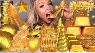 ASMR EDIBLE GOLD BARS 24 KARAT GOLD HONEYCOMB EDIBLE STILETTO UNICORN HORN JELLY MUKBANG 먹방 [upl. by Lorelie]