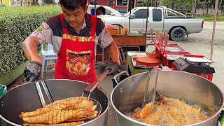 MouthWatering Amazing Deep Fried Crispy Pig Tail and Meat  Thai Street Food [upl. by Nosredneh402]