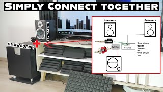 EASY Connect Subwoofer to ANY Speakers No Sub out [upl. by Nocaed701]