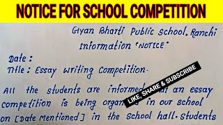 Write English Notice for School Competition  School Competition Notice  Notice writing in English [upl. by Pritchett]