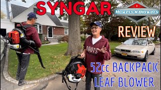 Syngar Backpack Cordless Leaf Blower 52CC 2 Stroke 174MPH 530CFM Gas Powered wExtention Tube 401 [upl. by Nylareg]