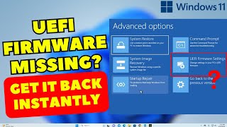 How to Fix UEFI Firmware Settings Missing on Windows 11 StepbyStep Guide [upl. by Aihsyn241]