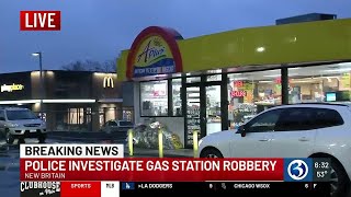 VIDEO Gas station robbery under investigation in New Britain [upl. by Hoshi94]