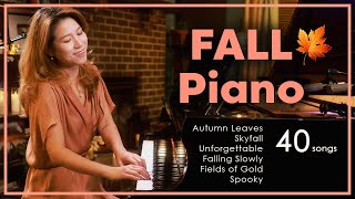 Jazzish 3 Hours Live Piano – FALL Music Background by Sangah Noona [upl. by Nevek775]