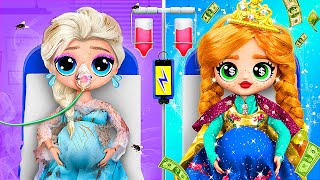 Rich Anna and Broke Elsa Became Mommies  32 Frozen DIYs [upl. by Suiradal282]