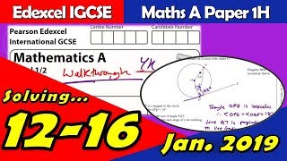 Edexcel IGCSE Maths A  January 2019 Paper 1H  Questions 1216 Walkthrough 4MA1 [upl. by Eleira147]