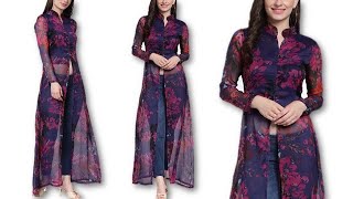 DIY Western style front slit kurti cutting stitching [upl. by Yraeg]