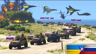 Ukrainian Fighter JetsDronesHelicopters Attack on Russian Army Gas Supply Convoy gta ⁵ [upl. by Annayek166]