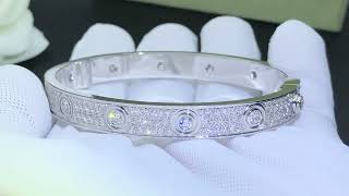 Custom Made Cartier Love Bracelet 18K White Gold Pave With Diamonds [upl. by Ellac]